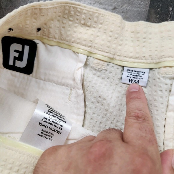 Mens FootJoy Seersucker size 34 Waffle Knit Weave Flat Front Golf Shorts - Picture 4 of 8